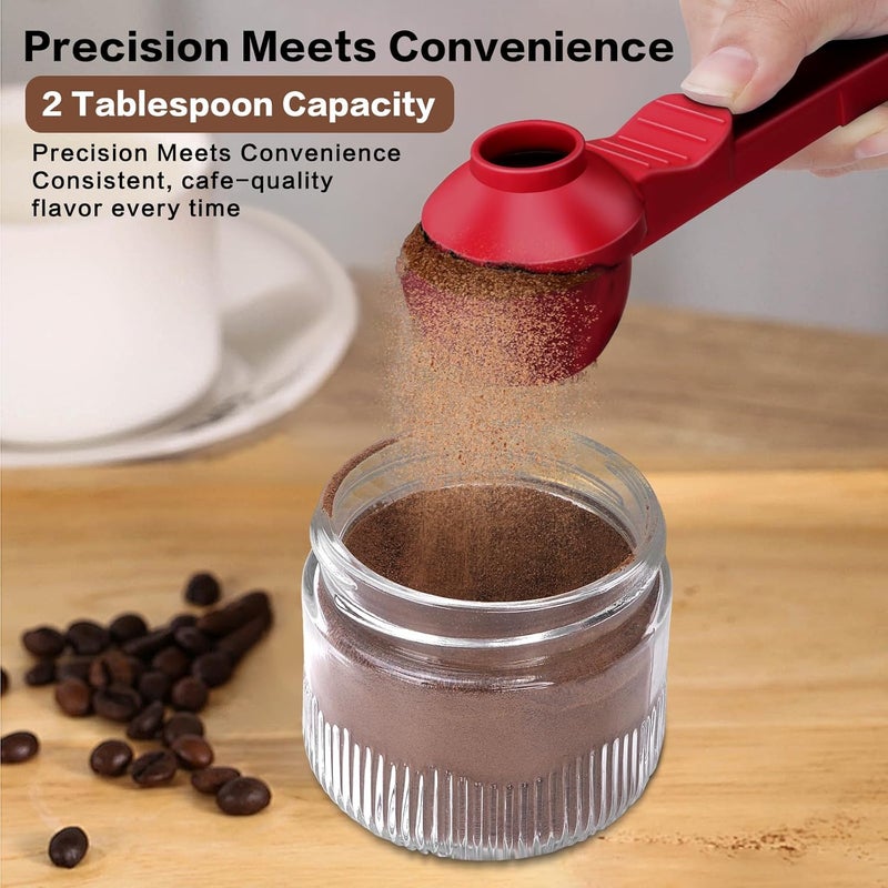 CEILUPY 2-in-1 Coffee Scoop with Funnel, 2 Teaspoon Measuring Spoon for Reusable Pods, Ground Coffee, Protein Powder & Tea, Mess-Free Plastic Design (Red) - Image 3